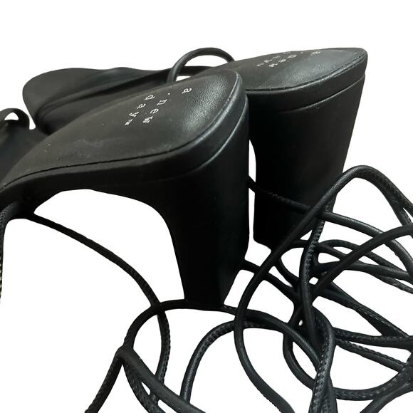 A NEW DAY Marcia Lace Up Heels Black 8 - Picture 4 of 5